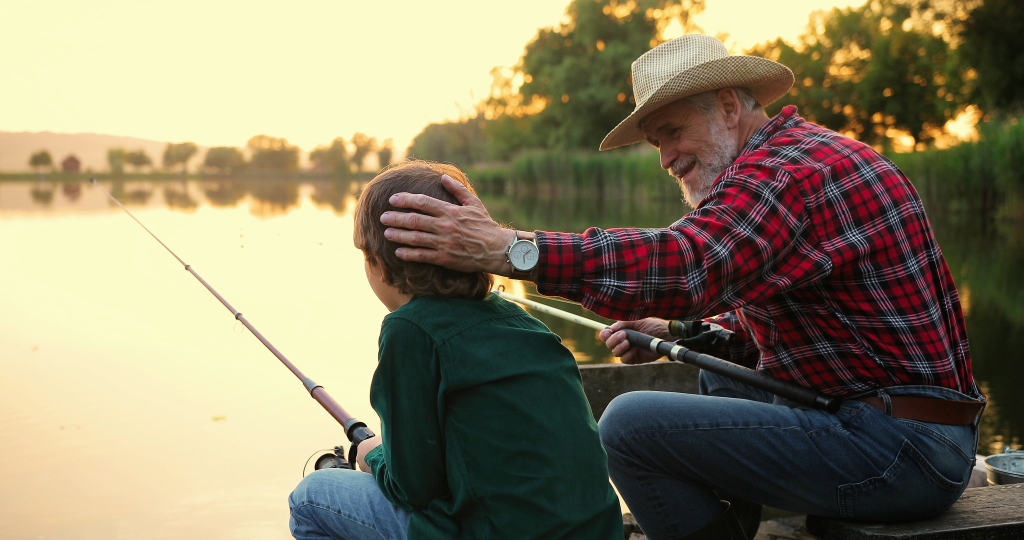 Grandpa and Grandson Fishing